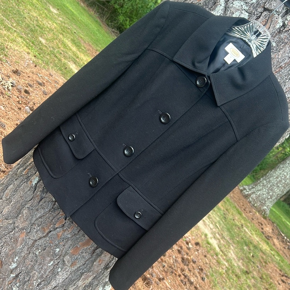 Talbots Black Wool Blend Button-Front Blazer Jacket